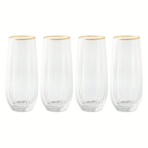Thyme & Table 4-Piece Scalloped Stemless Flute Glass Set