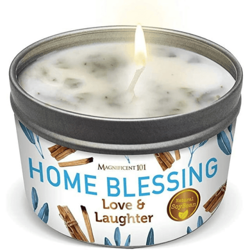 Magnificent 101 Long-Lasting Home Blessing - Love & Laughter Aromatherapy Smudge Candle | 6 Oz - 35-Hour Burn | Soy Wax, Sage Magnificent 101 Long-Lasting Home Blessing - Love & Laughter Aromatherapy Smudge Candle | 6 Oz - 35-Hour Burn | Soy Wax, Sage