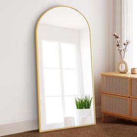Arched Full Length Mirror with Stand, 71"x32" Aluminum Alloy Body Mirror, Shatter-Proof Glass Made, Free Standing, Leaning (Color: as Pic)
